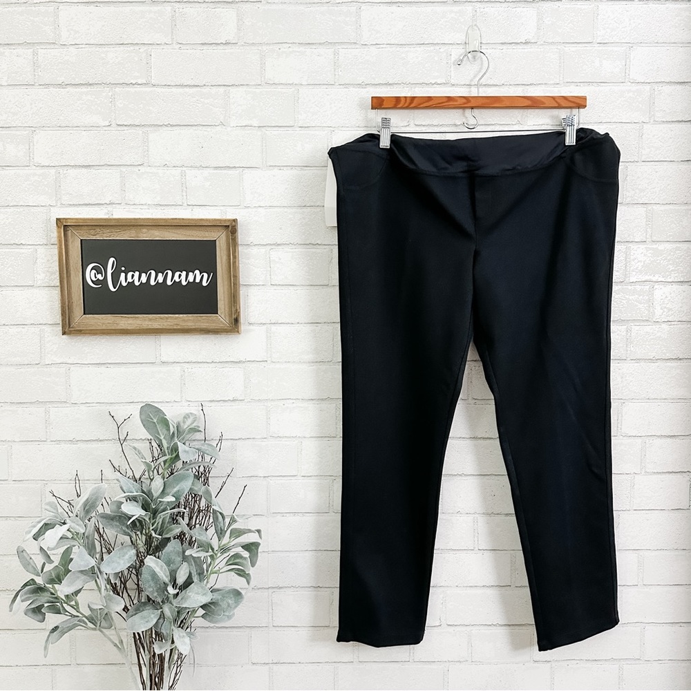 ISABEL Maternity Ponte Black Jegging with Crossover Panel